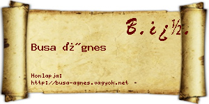 Busa Ágnes névjegykártya