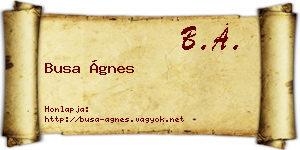 Busa Ágnes névjegykártya